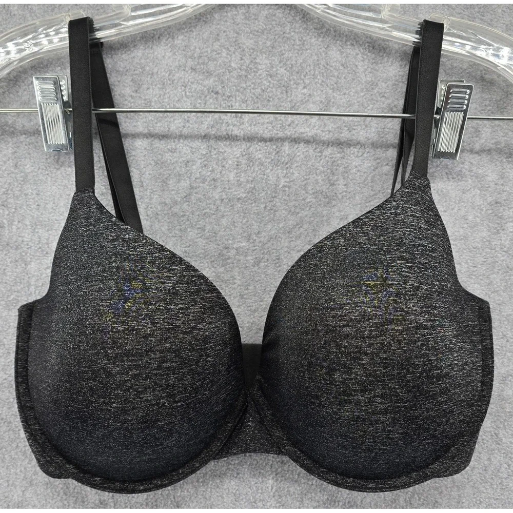 Victoria's Secret Bra 34DDD Uplift Semi Demi Black‎ Heather Padded Underwire